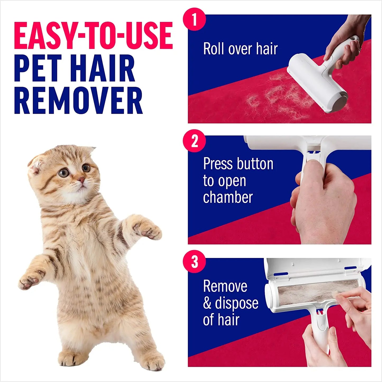 NOREVIO FurClean Brosse Anti-Poils Autonettoyante pour chiens & chats
